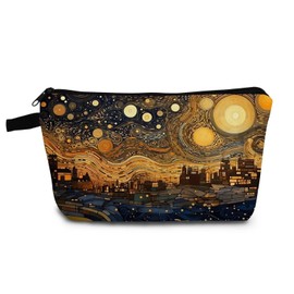 YULUENZE Golden City Makeup Bag Cute Small Organizer Bag with Zipper Golden City Cosmetic Bag Aesthetic Birthday Present for Women Sisters Friends -1