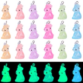 LEGENTLISUR 24Pcs Cute Charms Bulk for Jewelry Making Glow in the Dark Resin Pendant Charms DIY Craft Supplies Tiny Charms for Bracelets Necklaces Earrings