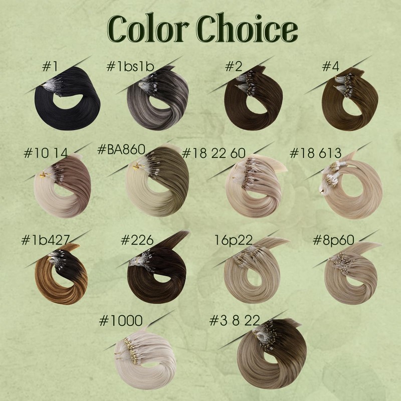 RUNATURE Micro Link Hair Extensions Remy Human Hair Ombre Brown