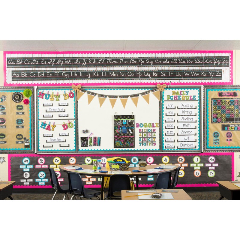 Teacher Created Resources Chalkboard Brights Cursive Writing Bulletin Board Set