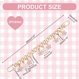 PH PandaHall 2pcs Purse Chain Strap Replacement 7.9" Short Chain Straps Enamel Flower Charm Purse Handle Extender Decorative Bag Chains Golden Chain for Purse Handbag Wallet Crossbody Shoulder Bag