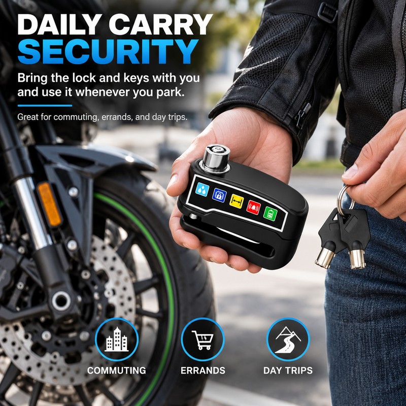 Alarm Disc Brake Lock for Motorcycles & Bicycles – Waterproof