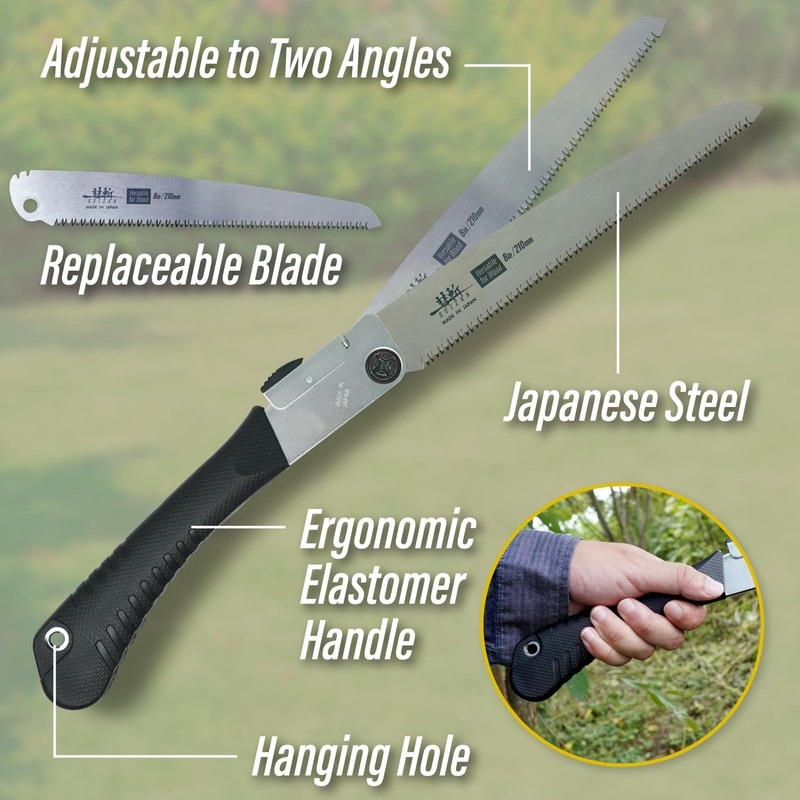 SUIZAN Japanese Folding Saw 8.3" Versatile for Wood - Compact