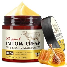 Sarga de ternera para la cara, sarga de res orgánica para la piel, 100% crema hidratante de sarga de carne alimentada con pasto para el cuidado de la piel, sebo y bálsamo de miel para piel sensible