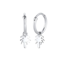 Elli Women's Creole Earrings Palm Tree Pendant Trend Filigree in 925 Sterling Silver