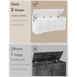 DINZI LVJ Storage Chest, 47.3” Wooden Toy Box with 2 Safety Hinges, Retro Entryway Shoe Storage Bench with Flip-Top, Sturdy Large Storage Trunk for Living Room, Bedroom, Easy Assembly, White