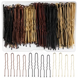 Pack of 210 Hair Pins, Metal Wave Shape Hair Clips, Bobby Pins, U Hair Clips, Spiral Hair Pins, Hair Scrunchie, Hair Clips Set with Storage Box for Children, Girls, Hairdressing Salon