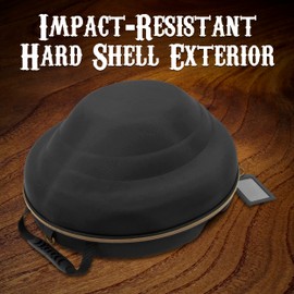 CASEMATIX Cowboy Hat Box and Portable Cowboy Hat Storage for Brims Up To 4.75" - Hard Shell Cowboy Hat Case with Carry Strap, ID Slot and Foam Insert for Dipping Brims