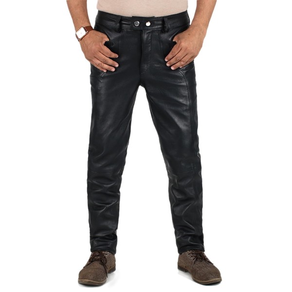 Laverapelle Men's Genuine Lambskin Leather Pants (Black, 36, Polyester Lining)