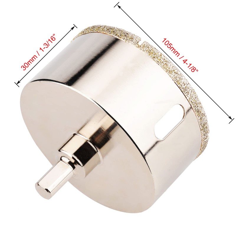 4-1/8"(105mm) Diamond Hole Saw, Glass Hole Saw with Guiding Drill