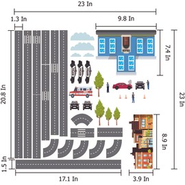 The City - DIY Build A City Police Station Vinyl Decal Adhesive Kids Bedroom Wall Decal Sheet - Stick and Peel and Removable Police Station Home Bedroom Repositionable Wall Sticker 23" x 23"