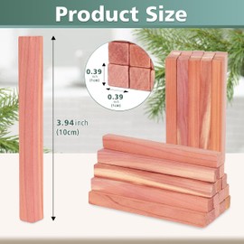 50PCS Cedar Sticks, 100% Aromatic Red Cedar Blocks Cedar Planks for Closet Storage, Wardrobe, Closets Drawers