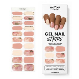 MOYOU LONDON Semi Cured Gel Nail Strips, 20 Pc. Gel Wraps for Nails, Get 1 Free UV Lamp When You Get 3 or More, Easy Apply & Remove for Salon-Quality Manicure -Lost Marbles