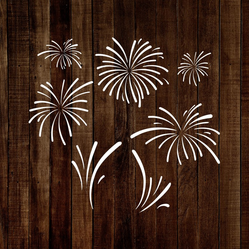 MAGJUCHE Fireworks Stencil 12 Inches, Reusable Firework Stencil for Painting