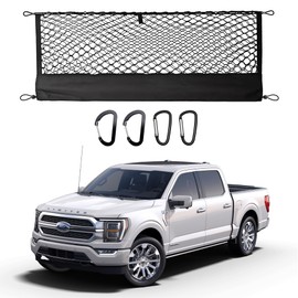 JJMY Envelope Style Truck Bed Cargo Net Compatible with Ford F150 2015-2024 2025,Highly Elastic Truck Cargo Net for F150 Accessories, Upgraded Storage Bag & Heavy Duty Carabiners
