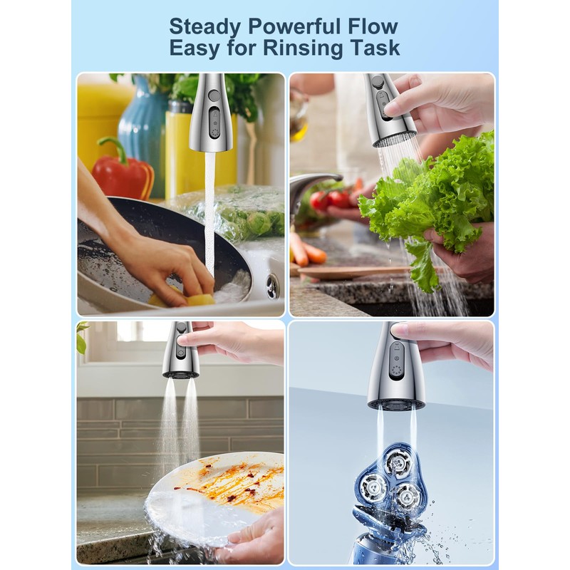 SREWOHS PRO 4 Function Pull Down Kitchen Faucet Sprayer Replacement