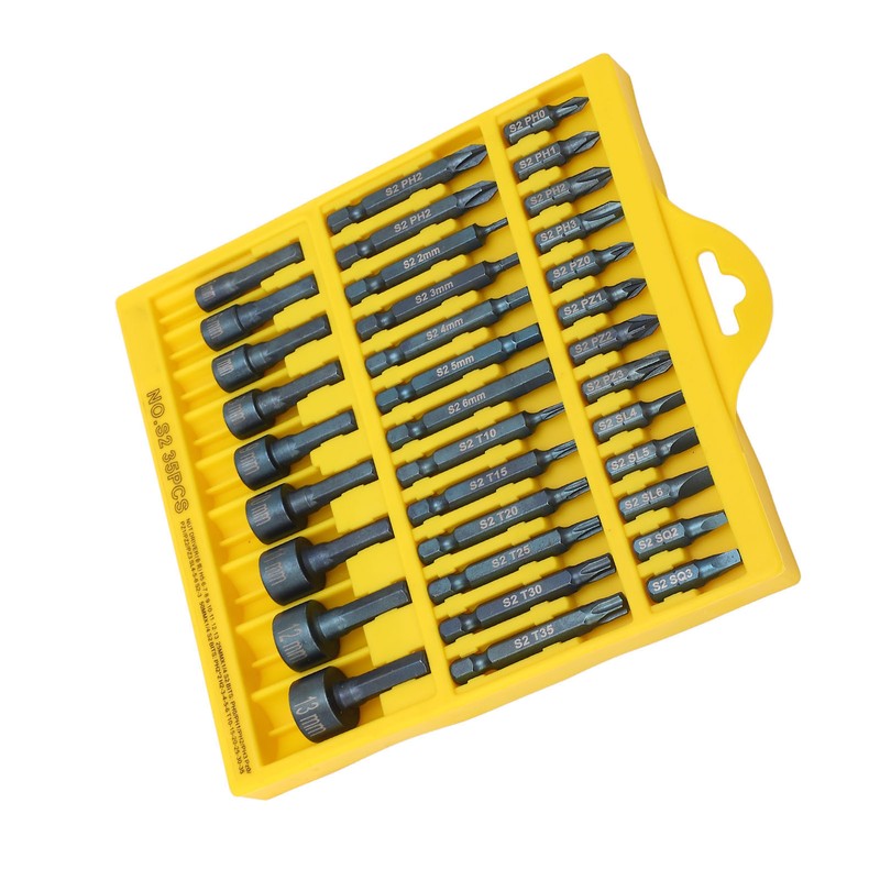35Pcs Screwdriver Bit Set Magnetic S2 Steel 1/4in Hex Shank