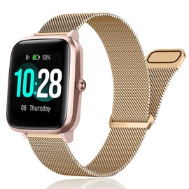 SUGARJAR Metal Strap For GRV FC1,19mm Stainless Steel Band for Veryfitpro,LETSCOM,Yamay fitness,Letsfit,LIFEBEE,GRV,Willful,Popglory,Blackview,TEMINICE,ID205S ID205G ID215G ID216 SW020 SW023 WF021