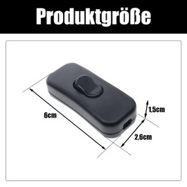 Powice 2X Zwischenschalter,Schnurschalter,Schalter 230v,Kabelschalter,Geeignet für 1 Adrige Netzkabel und Kleingeräte oder Leuchten Kippschalter,Schwarz