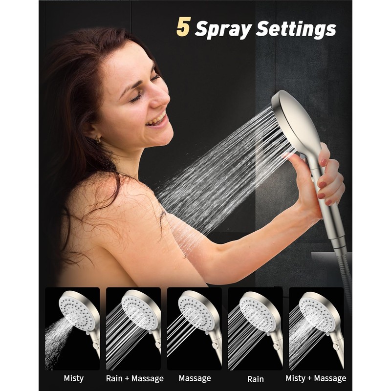 FASDUNT Shower Head with Handheld, High Pressure Handheld Shower Head