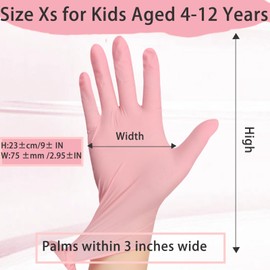 Kids Disposable Nitrile Gloves for 4-10 Years, Suitable for Gardening, Cooking, Painting, Latex and Powder Free -100 PCS (PINK)