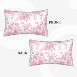 Pink and White Pillow Covers 12x20 Set of 2, Vintage Chinoiserie Flower Throw Pillow Covers Outdoor Decorative Lumbar Pillow Case for Couch Bed Sofa Cushion Home Decor
