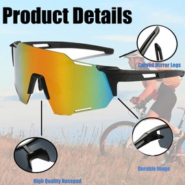 YQBFTC Running Sunglasses for Men Women,UV400 Protection Cycling Glasses,Polarised SportsSunglasses,TR90 Superlight Frame Sunglasses Bike Glasses for Hiking Fishing Ski Surfing
