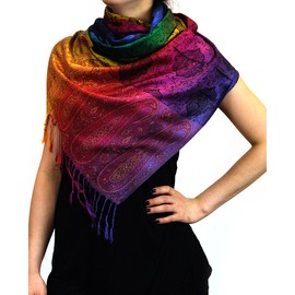 NYFASHION101 Elegant Colorful Paisley Soft Pashmina Scarf Shawl Wrap NBH1401Y - Rainbow 13