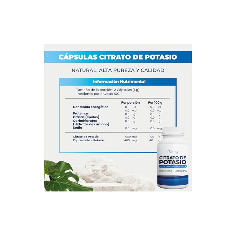 NAIMA Citrato de Potasio 200 Cápsulas | Suplemento Alimenticio |