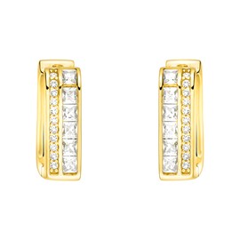 SOFIA MILANI - Women's Earrings 925 Silver with Zirconia Stones - Cubic Zirconia Creole Earrings, Yellow Gold, Cubic Zirconia