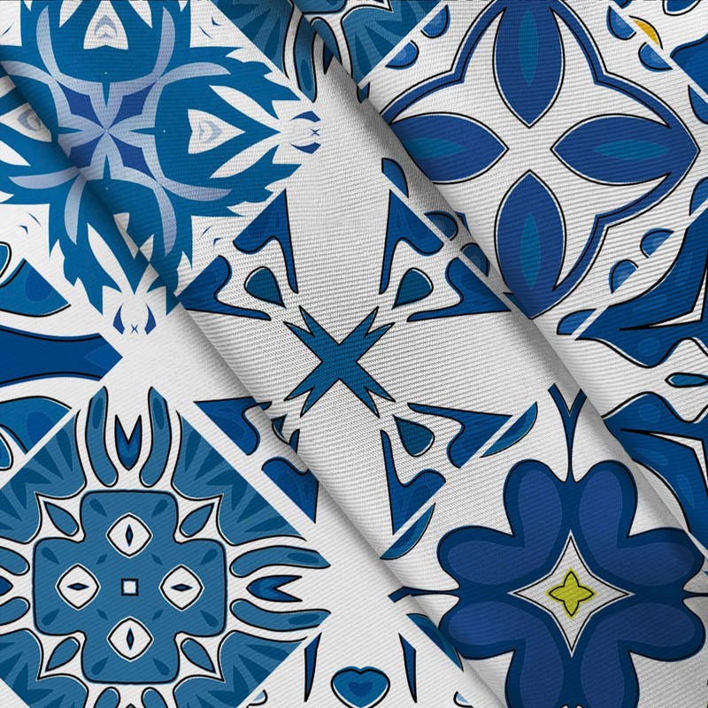 AIBIIN 142x213cm Blue Tablecloth Moroccan Tiles Patchwork Style Rectangular Table