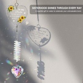 Friendship Gifts for Women Friends – Bestie Crystal Suncatcher Ornament – Gifts for Best Friends Female – Glass Hanging Sun Catcher for Soul Sister, Long Distance Friend