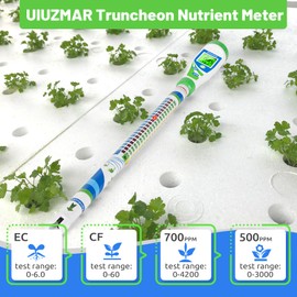 UIUZMAR Digital Conductivity Tester (EC, ppm 500, ppm700, CF) PPM and EC Meter Truncheon Nutrient Meter with Light Indicator for Hydroponics Gardening, Hydroponics Growing Tent and Reservoir