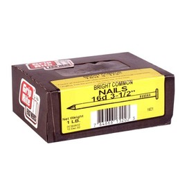 Grip-Rite 16C1 16D 3-1/2-Inch Common with Brite Smooth Shank, 1 Pound