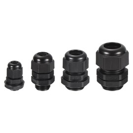 sourcing map 33 Pcs Cable Gland Kit 1/4" 3/8" 1/2" 3/4" Adjustable Cable Connectors,Waterproof Tight Conduit Connector Nylon Conduit Fitting Electrical Conduit Fitting,Black