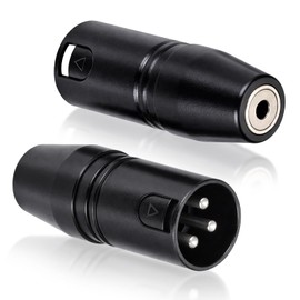 Ezymivs 3.5mm to XLR Adapter, 2 Packs XLR Male to 3.5mm Audio Adapters Metal Stereo TRS Mini-Jack Female-to 3-Pin Male Microphone Adapter Audio Converter for Camcorders, Recorders, Mixers, Black