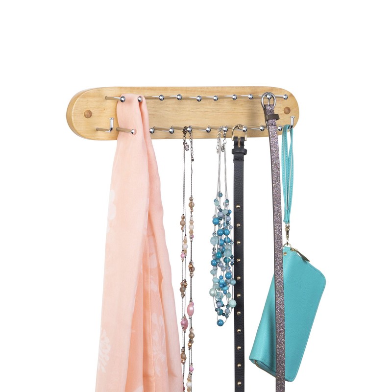 Richards Homewares Tie Rack Wall Mounted - Wood Belt Scarf