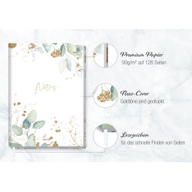 Trendstuff by Häfft Notebook A5 Lined [Gold Leaf] 124 Pages, 62 Sheets Ideal as a Diary, Bullet Journal, Idea Book, Writing Book, Sustainable and Climate Friendly