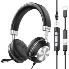 Wantek USB Headset with Microphone for PC,Laptop,Computer Headset with Noise Cancelling & Audio Controls,Wired Headset for Call Center,Work,Ofiice,Zoom,Binaural