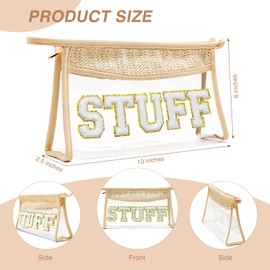 Beach Sunscreen Bag Clear Makeup Toiletry Zipper Pouch (Boho_Beige-Stuff)