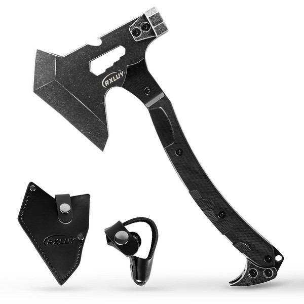 RXLUY Tactical Axe with G10 Handle Camping Survival Hatchet, Multifunctional