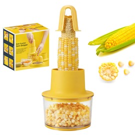 Corn Peeler Stripper for Corn on the Cob, Stainless Steel Corn Cob Stripping Tool, Corn Thresher with Bowl No Splash No Waste