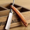 나무손잡이면도기 스트레이트 엣지 스테인레스 스틸 이발사 면도기 Wood Handle Straight