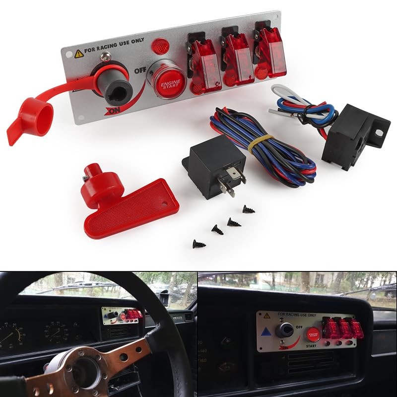Auto Racing Car Ignition Switch Carbon Fiber Surface Panel 5