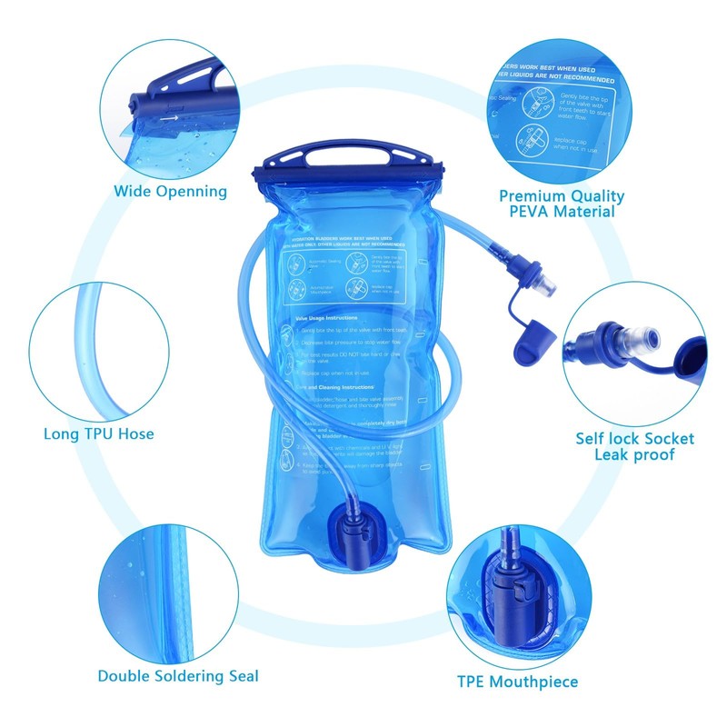Hydration Bladder, 1.5 L Water Bladder BPA Free, Leak Proof