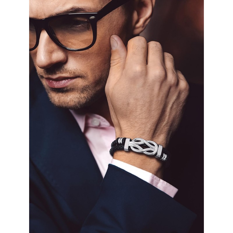 Bandmax Inspirational Gifts Bracelets for Men with Encourage Message Black