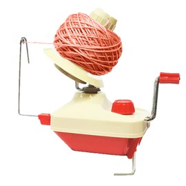 Pionusy Yarn Wool Ball Winder, Hand Operated Yarn Spinner, Yarn Fiber Coiler Ball Holder, Thread Ball Winding Tool, Red Beige