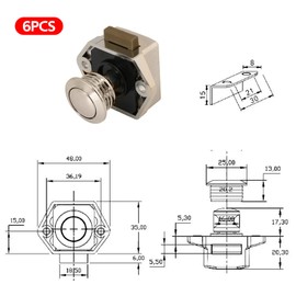 6PCS Push Button Latch Catch Push Door Lock,Push Button Latch Lock, Motorhome Caravan Cabinet，Cabinet Drawer Catch Locks RV Motorhome Camper ABS Brown,Magnetic Drawer Catches