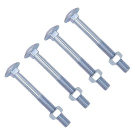 TERF® M10 X 230mm Cup Square Carriage Bolt and Nut M10 (10mm) X 230mm Coach Bolts with Hexagon Nuts - Pack of 4