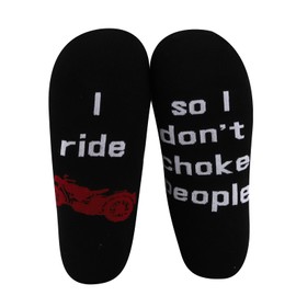 MBMSO Motorcycle Biker Socks 2 Pairs I Ride so I don't Choke People Socks Funny Motorcycle Gifts for Motorcycle Riders Biker (Cotton, Motorcycle Socks)